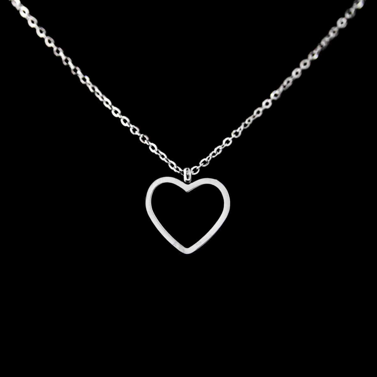 CHAIN STAINLESS STEEL WITH RHODIUM PLATED PENDANT HEART