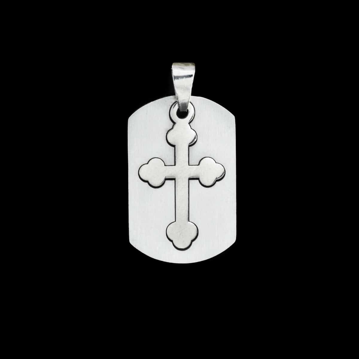 FLEUR DE LIS CROSS STAINLESS STEEL 2 PART