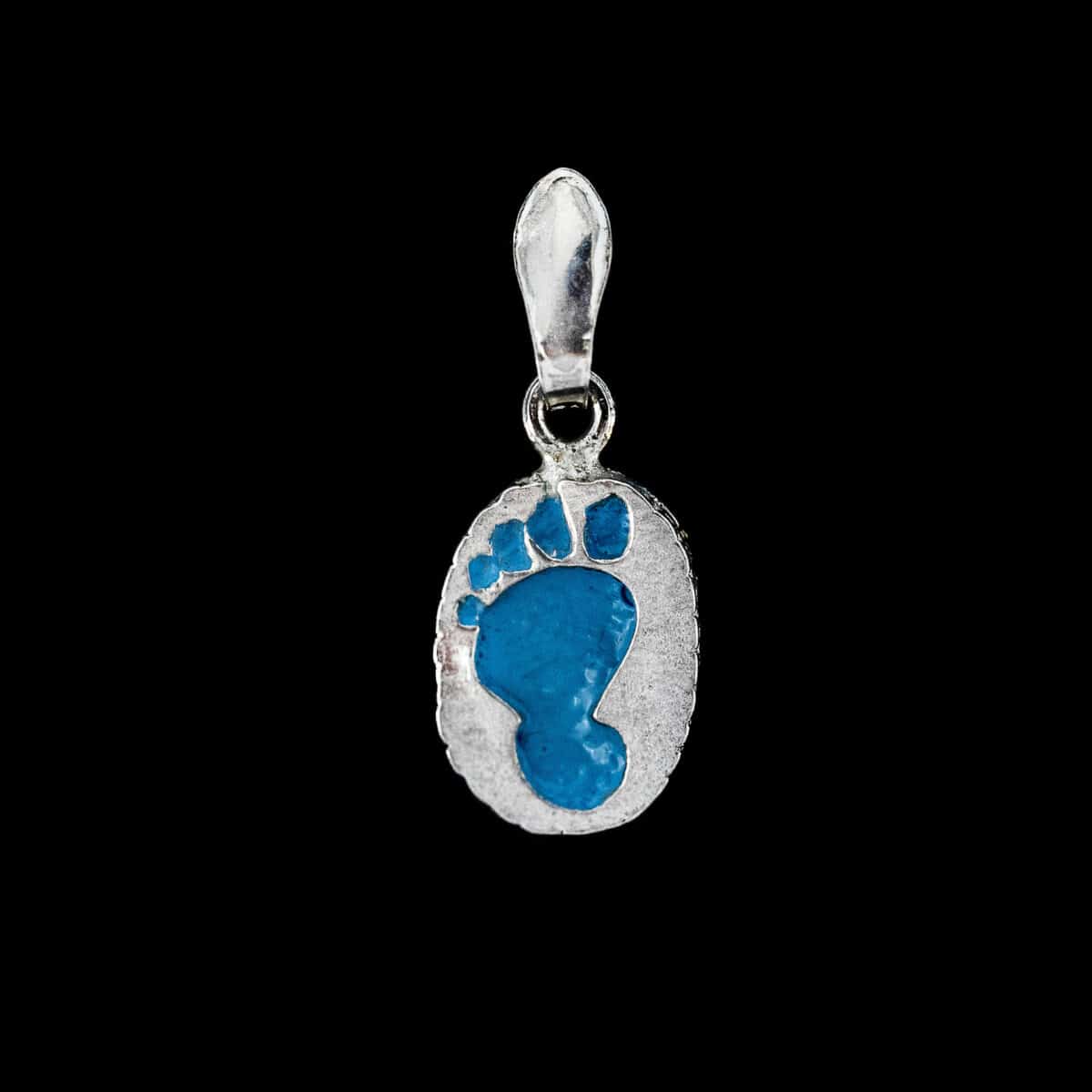 SILVER 925 BABY FEET WITH L- BLUE ENAMEL