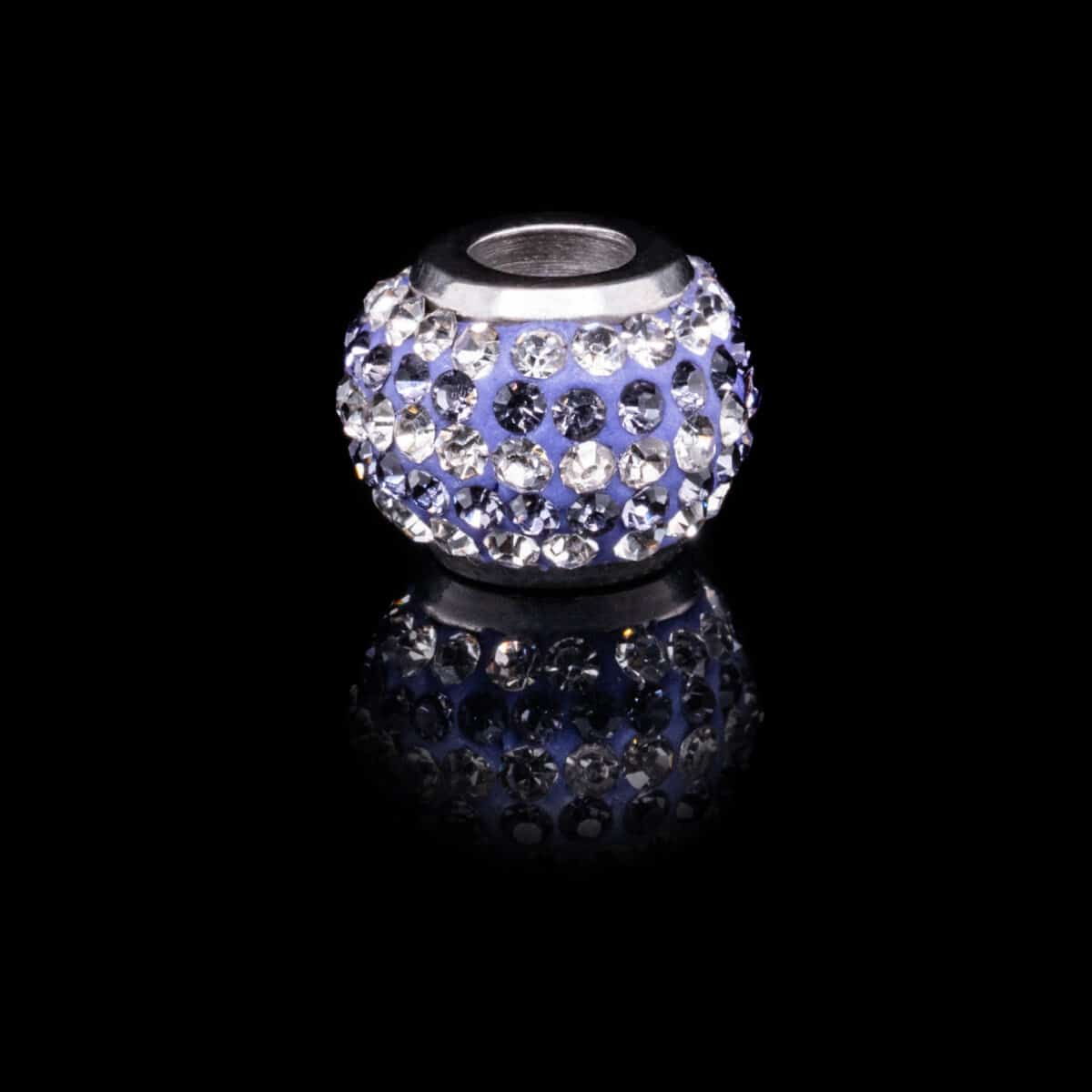 CRYSTAL PAVE SPACER BEAD CHARM SS W/CUBIC ZIRCONIA