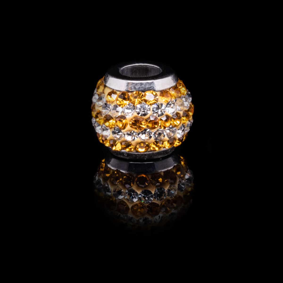 CRYSTAL PAVE SPACER BEAD CHARM SS W/CUBIC ZIRCONIA