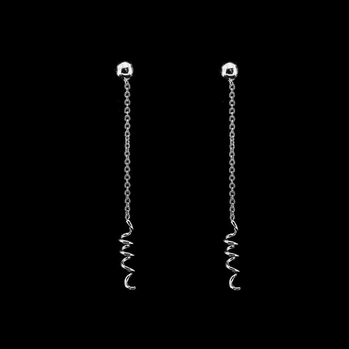 SILVER 925 SPIRAL TWIST THREADER DANGLE EARRINGS.