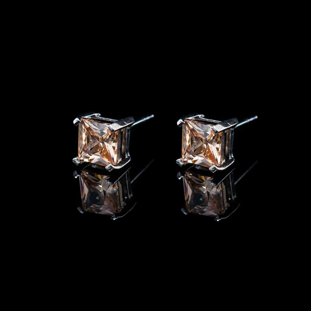 SILVER 925 PRINCESS-CUT ZIRCONIA STUD EARRINGS