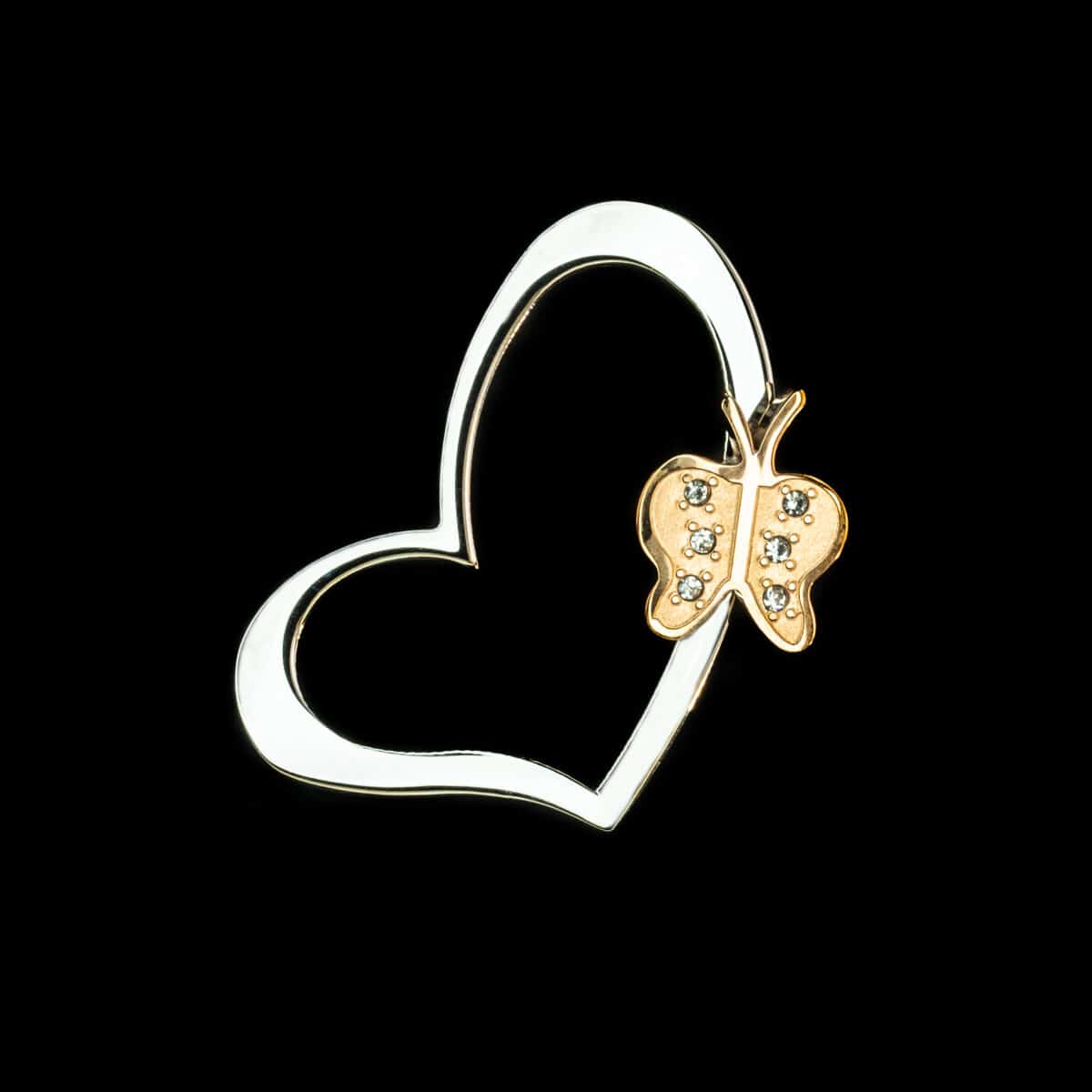 PENDANT SS W/HEART W/CUBIC ZIRCON W/M