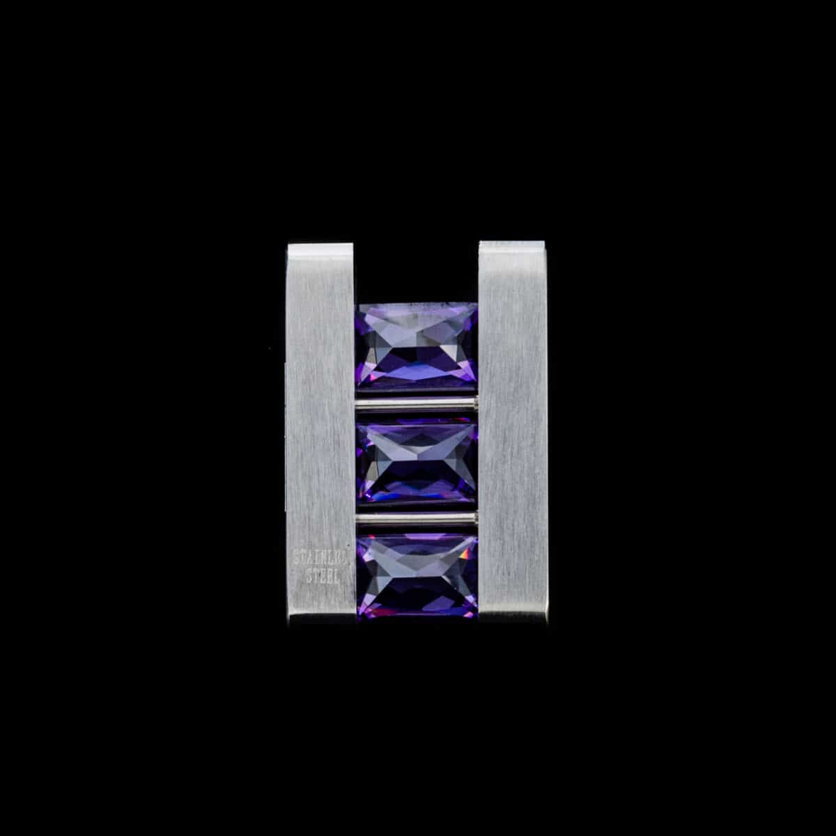 PENDANT SS OCTAGONAL-CUT PURPLE W/CUBIC ZIRCONIA