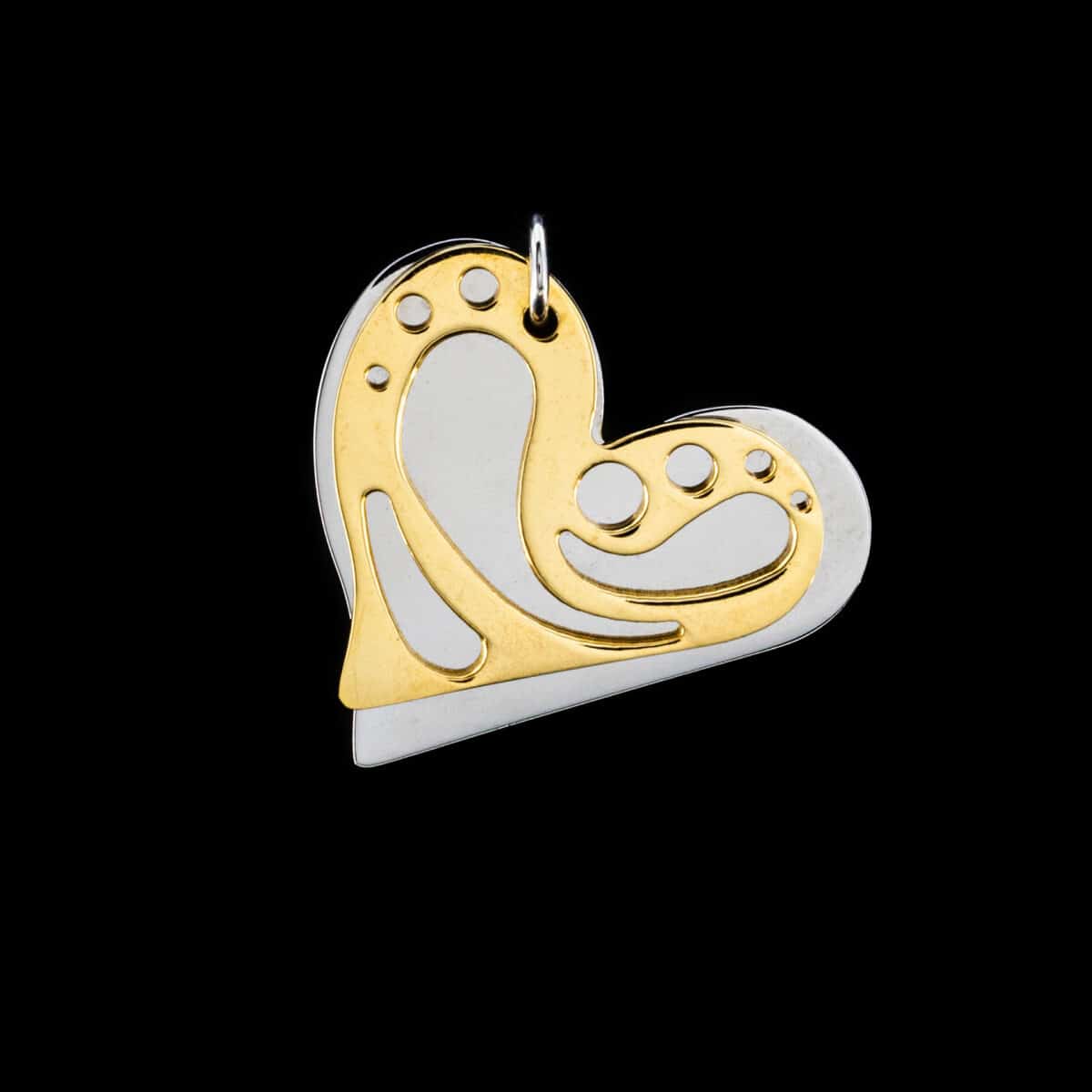 PENDENT SS TWO TONE HEART
