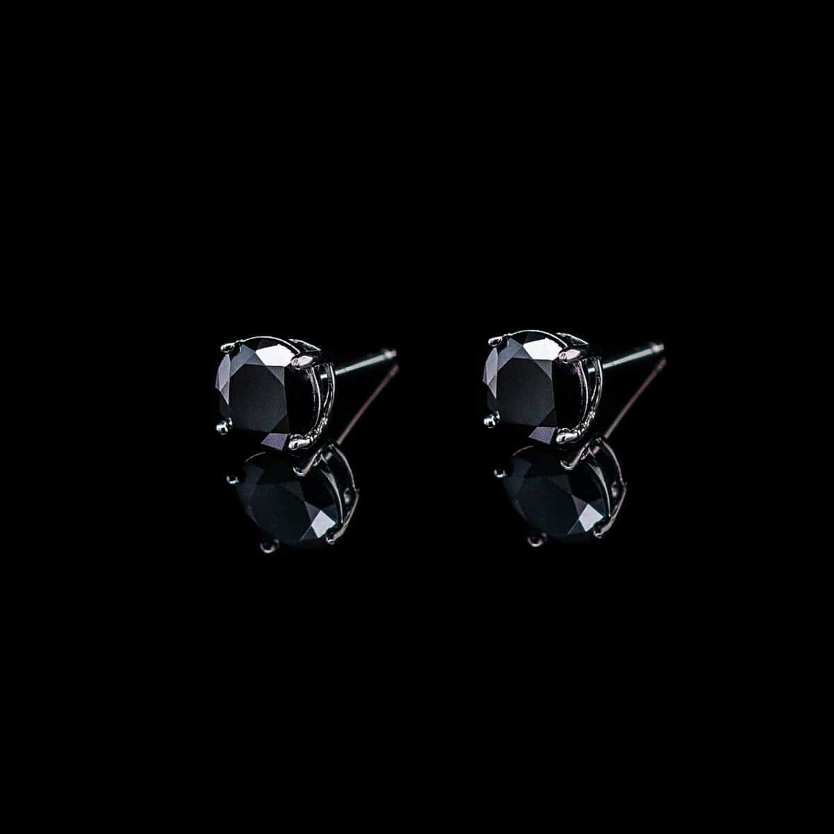 SILVER 925 ROUND BLACK CUBIC ZIRCONIA SOLITAIRE