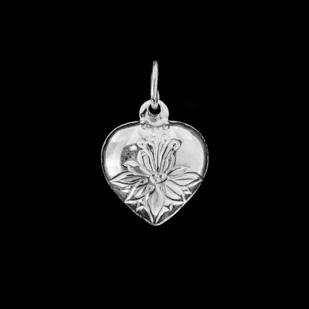 SILVER 925 HEART WITH TULIP FLOWER PENDANT