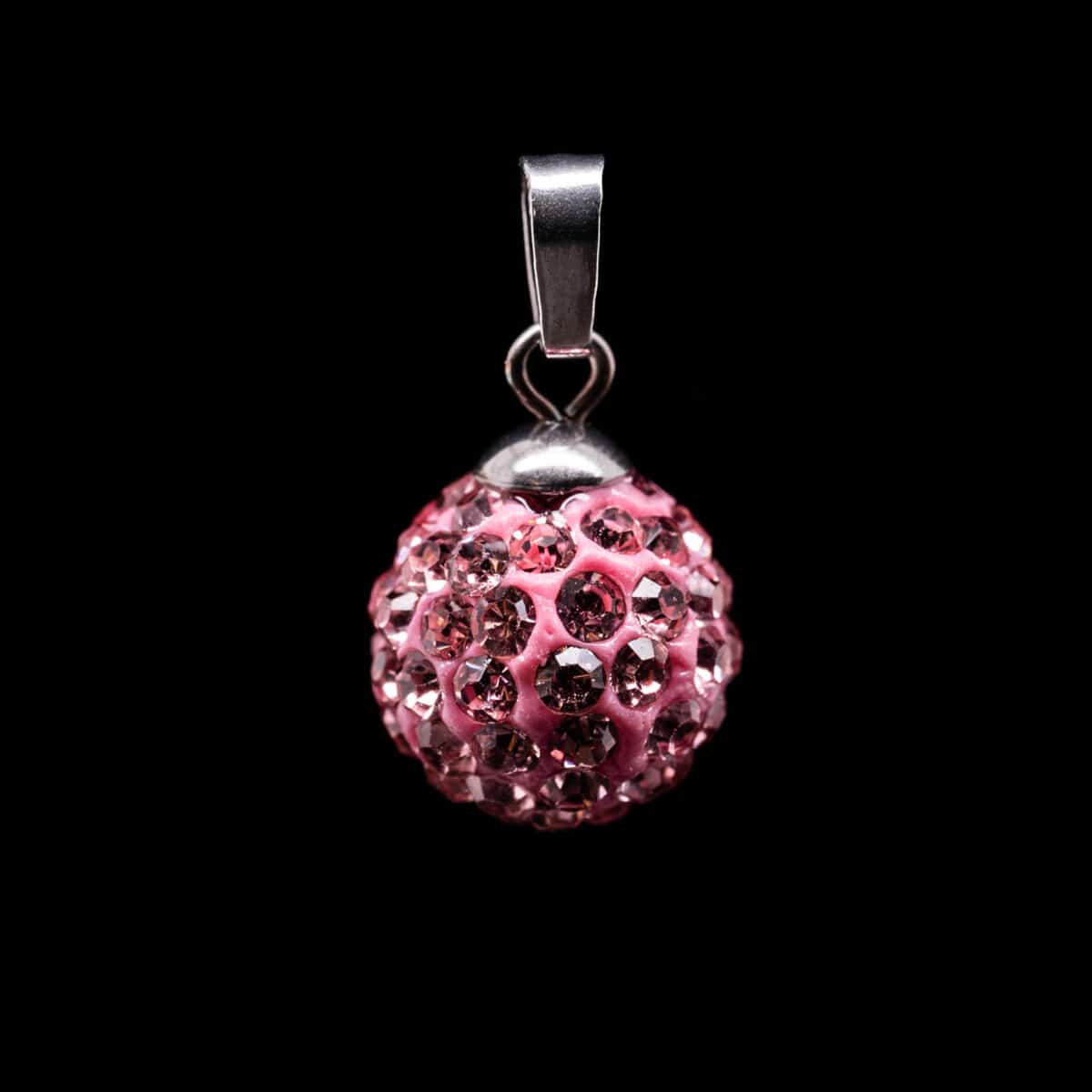 CRYSTAL PAVE D/BALL PENDANT SS W/CUBIC ZIRCONIA