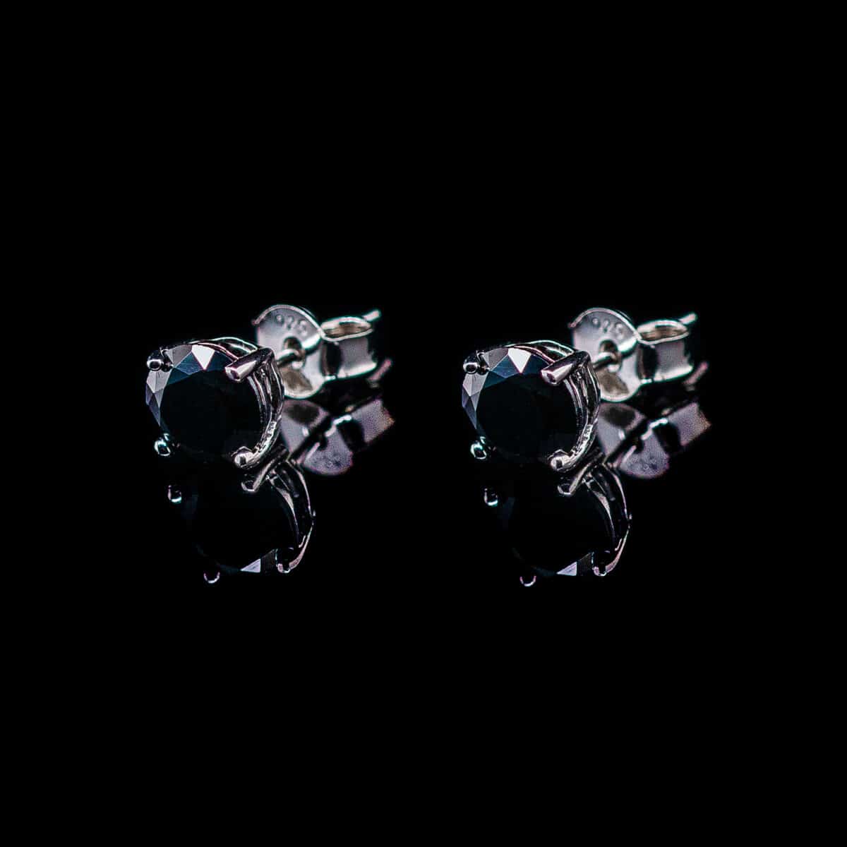 SILVER 925 ROUND BLACK CUBIC ZIRCONIA SOLITAIRE