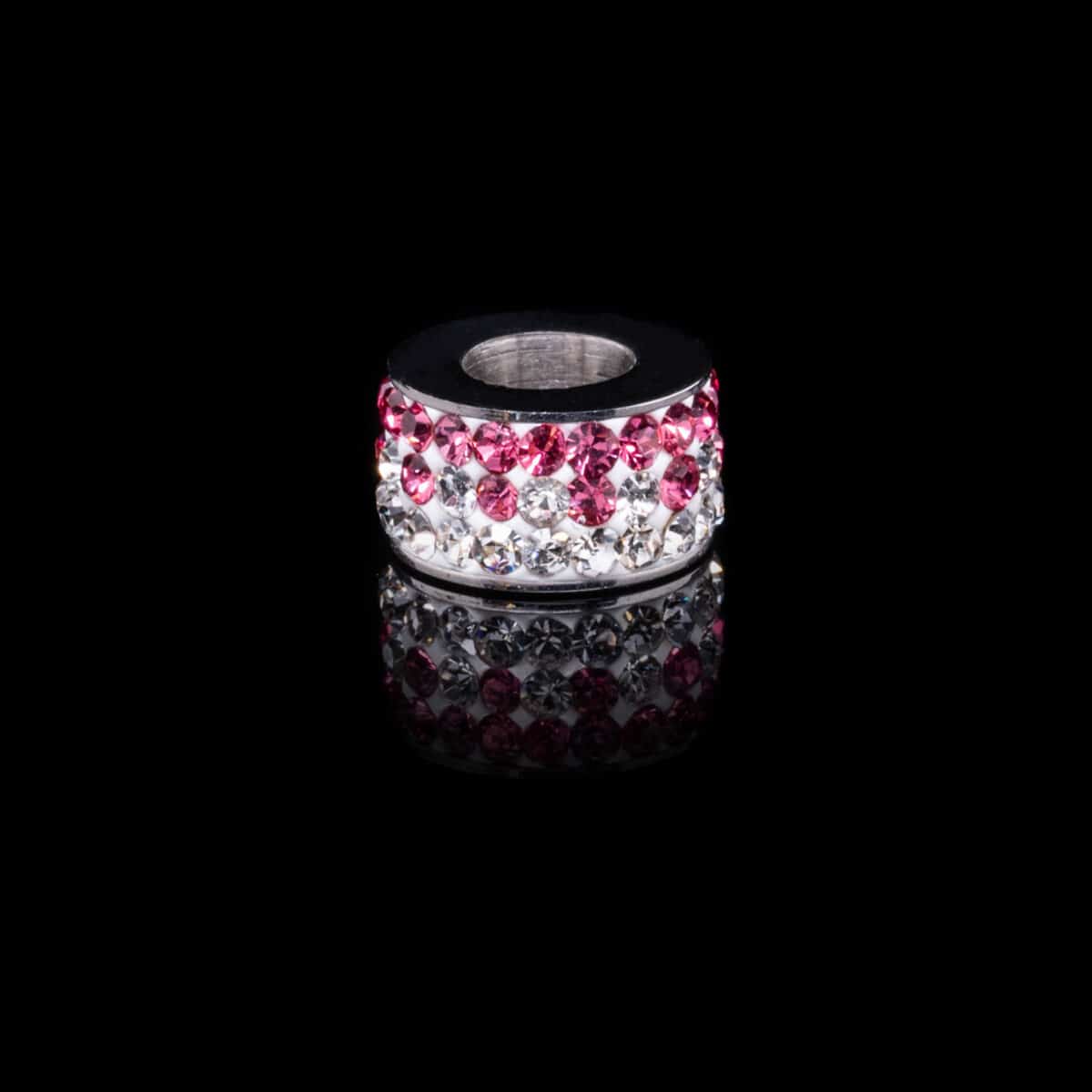 CRYSTAL PAVE SPACER BEAD CHARM SS W/CUBIC ZIRCONIA
