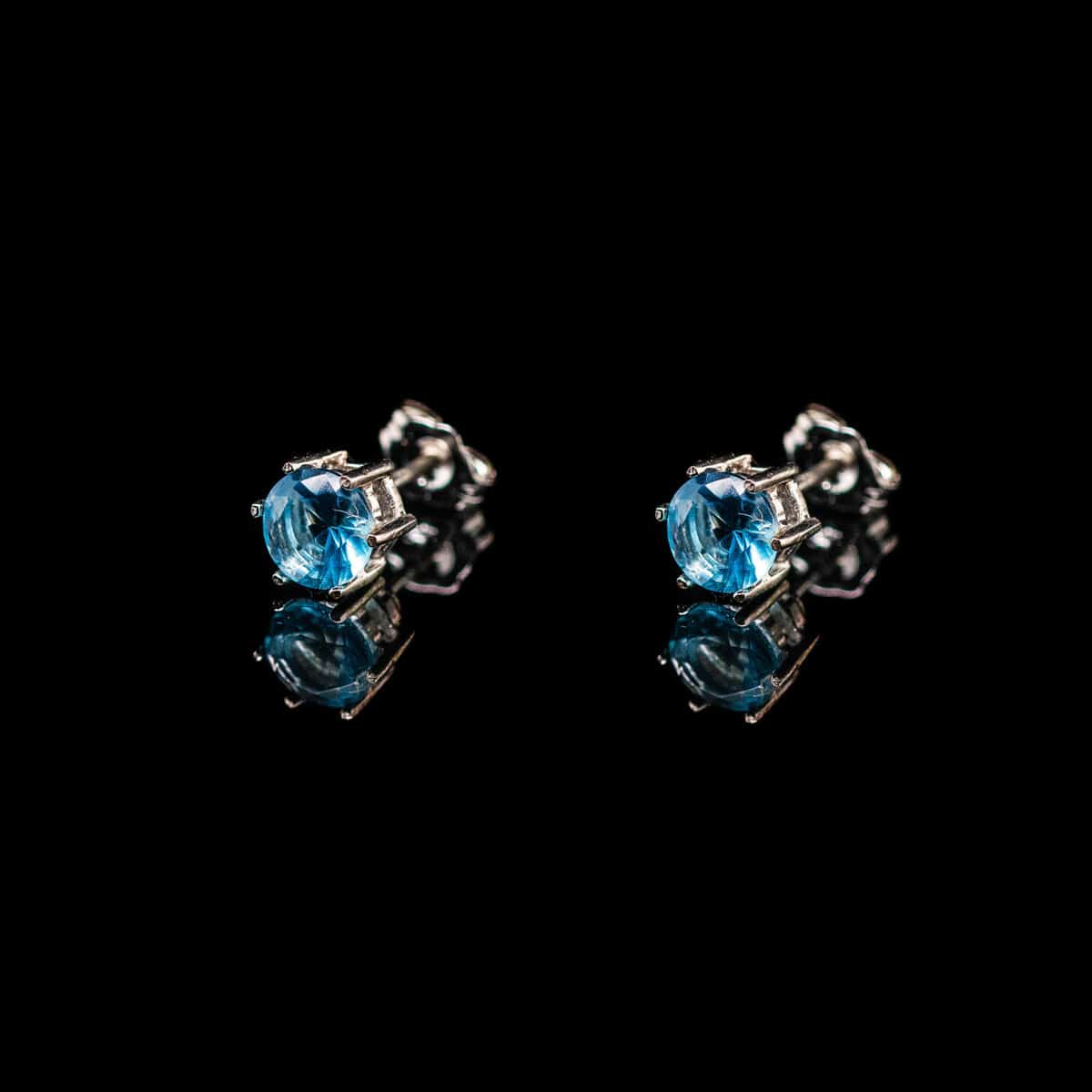 SILVER 925 STUD EARRINGS FEATURING BLUE TOPAZ