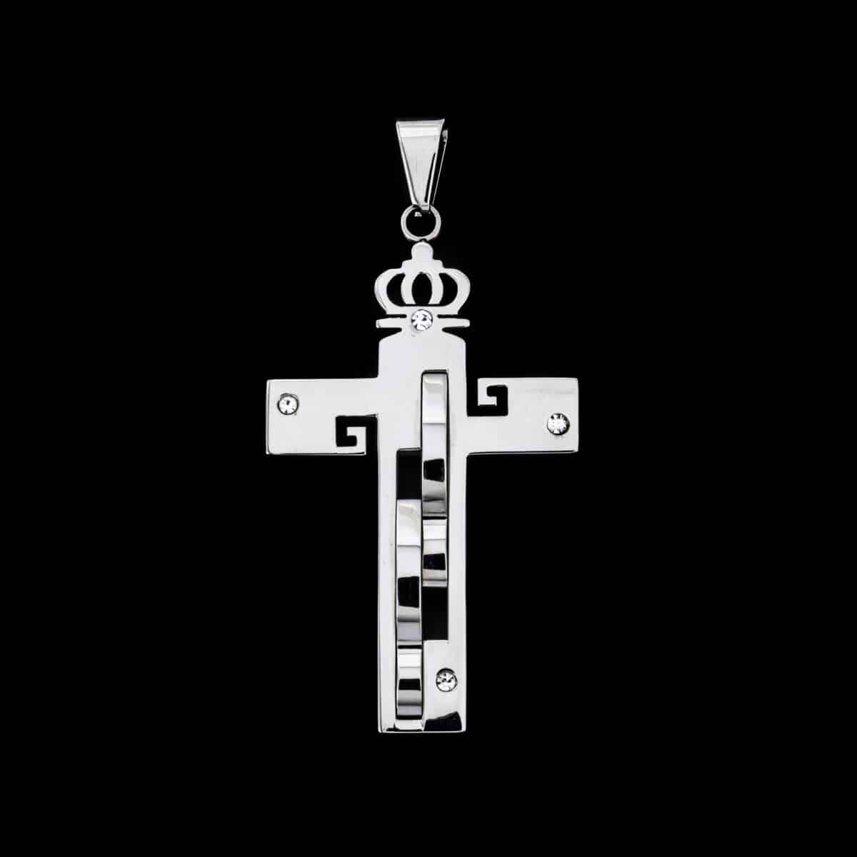 PENDANT SS CROSS W/CUBIC ZIRCON