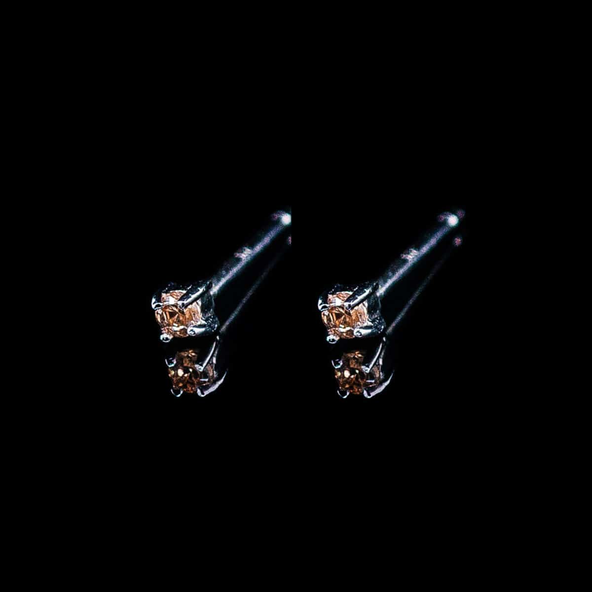 SILVER 925 PRINCESS-CUT ORANGE ZIRCONIA STUD