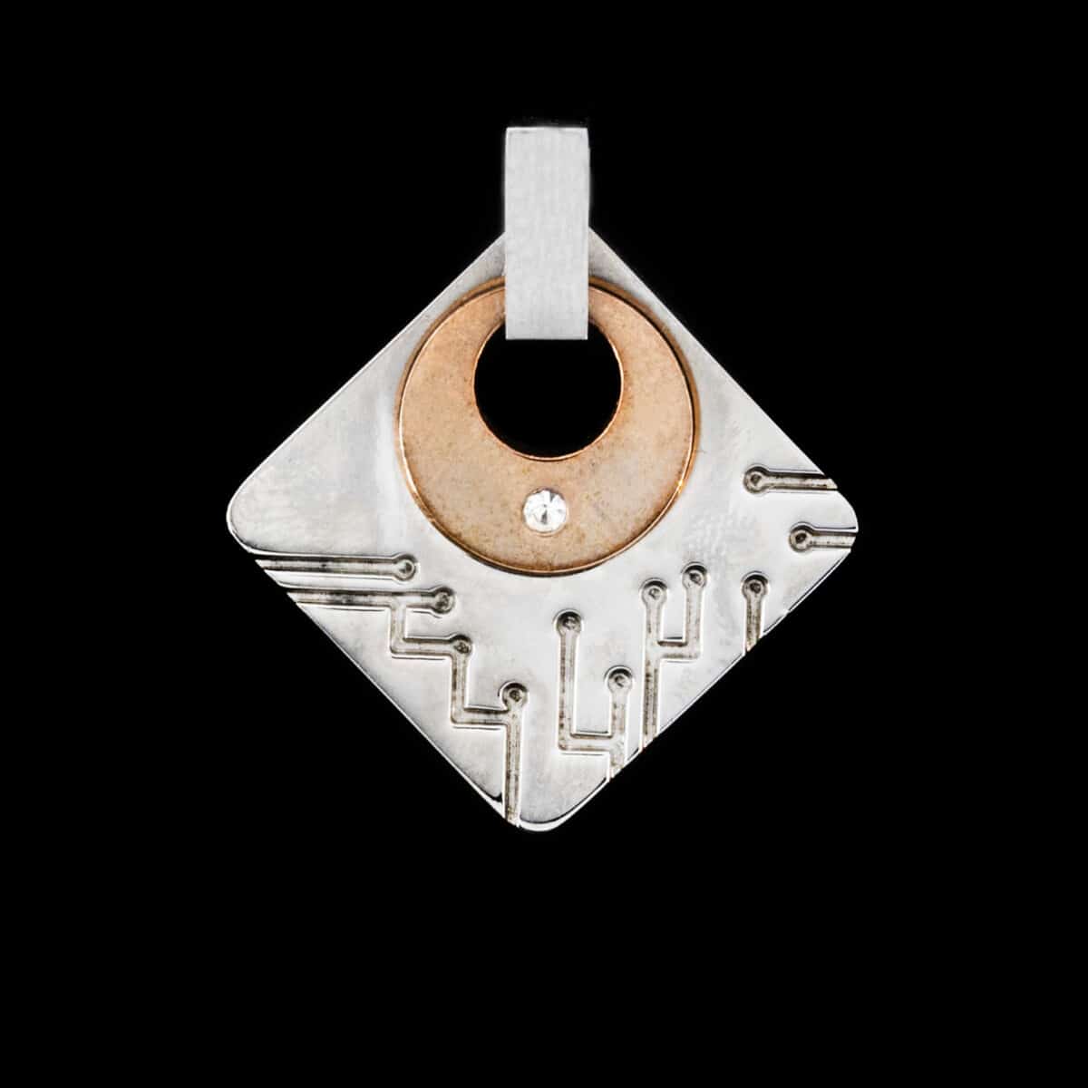 PENDANT SS TWO TONE RECTANGULARÂ CLOCK