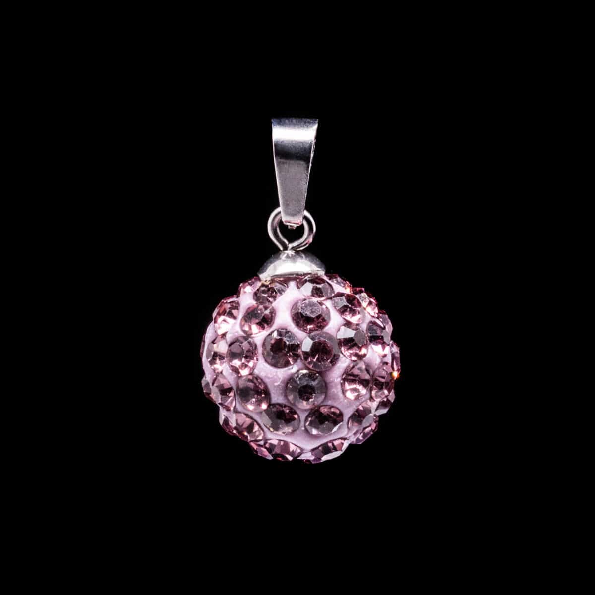 CRYSTAL PAVE D/BALL PENDANT SS W/CUBIC ZIRCONIA