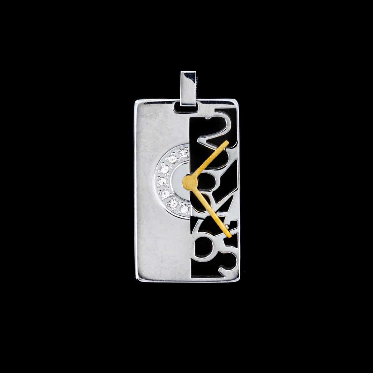 PENDANT SS TWO TONE RECTANGULARÂ CLOCK