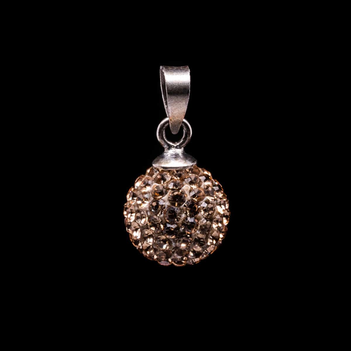 CRYSTAL PAVE D/BALL PENDANT SS W/CUBIC ZIRCONIA