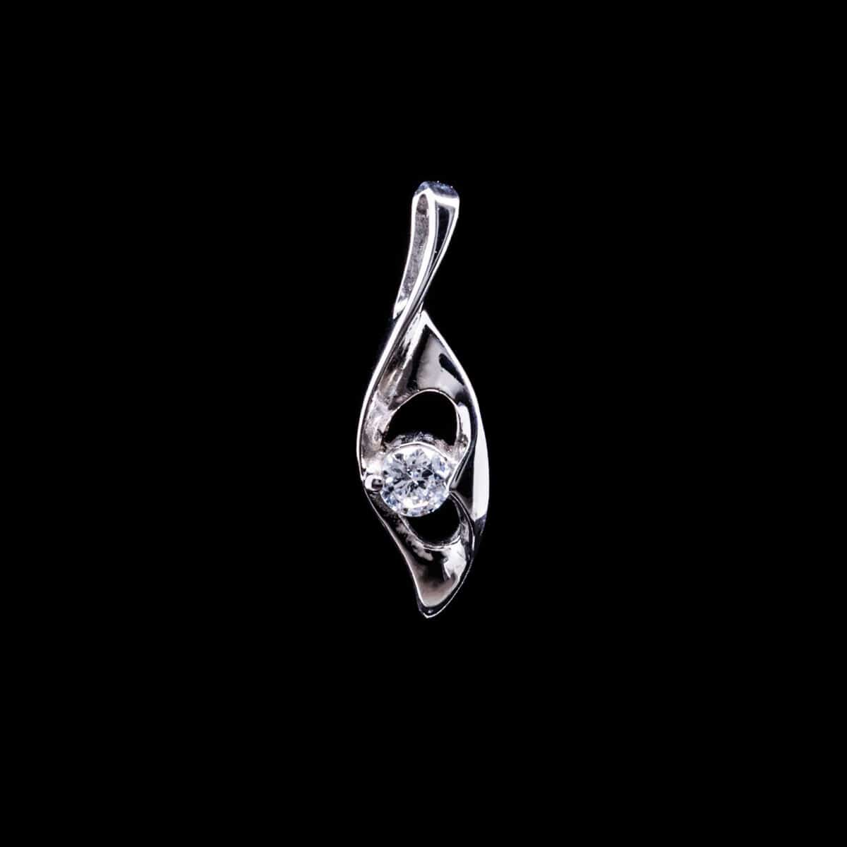 PENDANT SS TWIST W/CUBIC ZIRCONIA