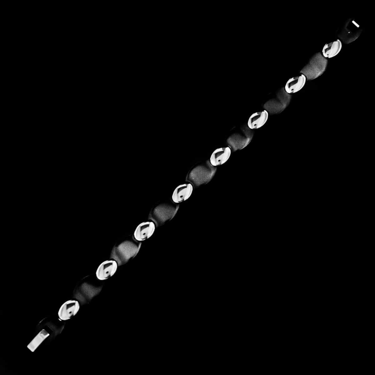 BRACELET SS W/BLACK LINK
