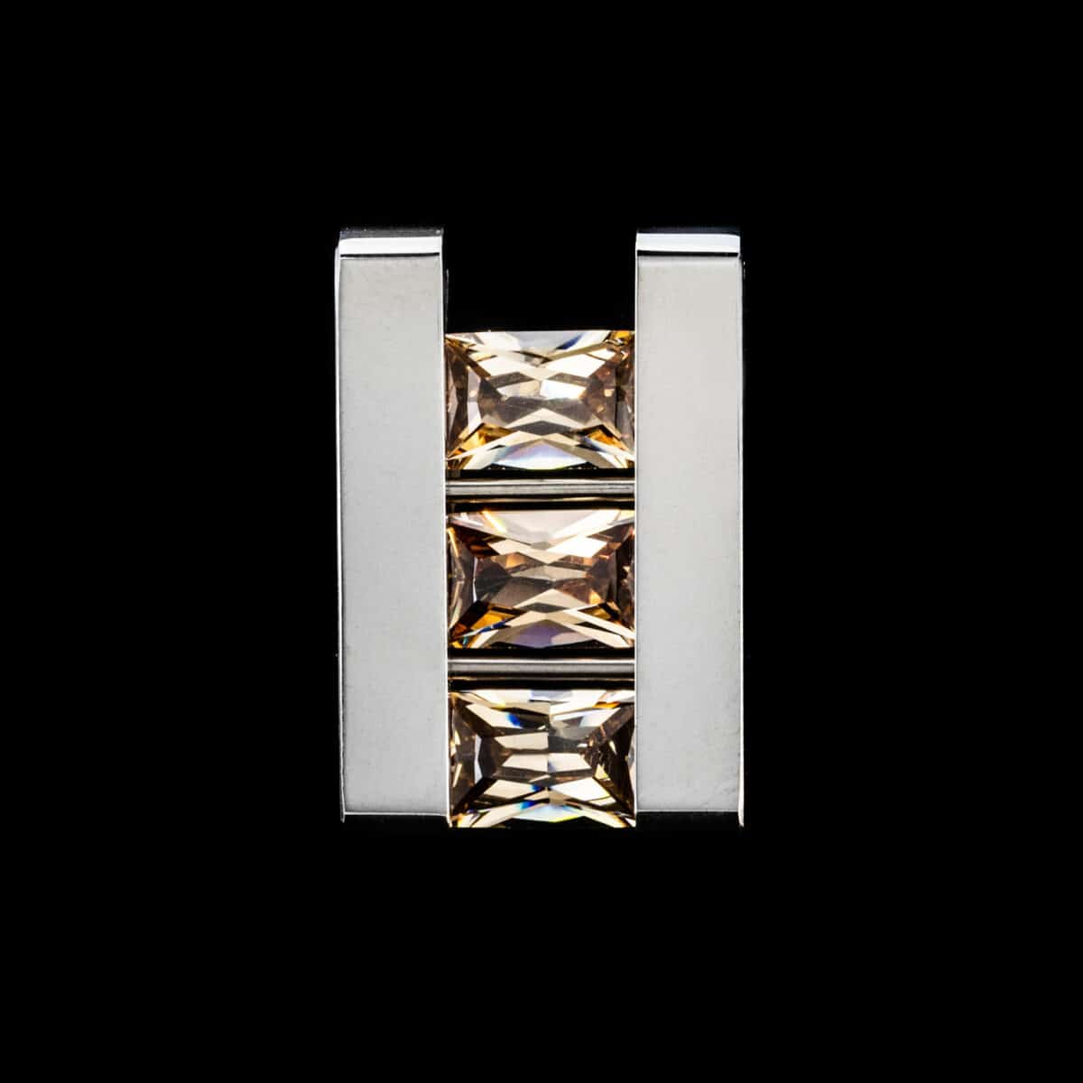 PENDANT SS OCTAGONAL-CUT YELLOW W/CUBIC ZIRCONIA