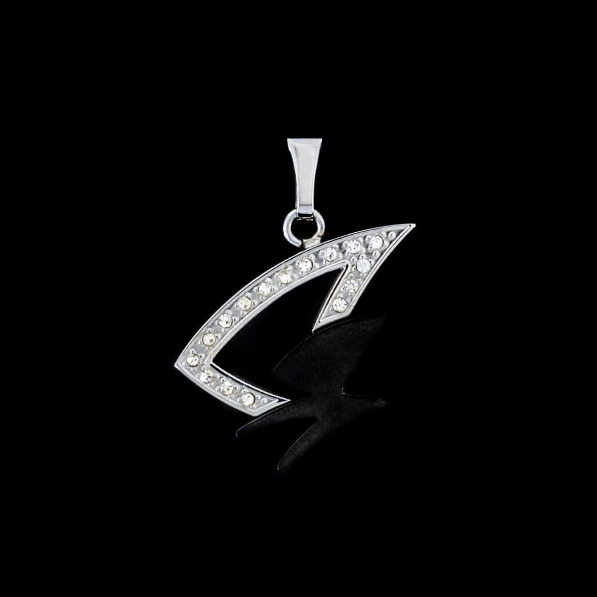 GEOMETRIC SHIELD-STYLE STEEL PENDANT W/METAL BASE