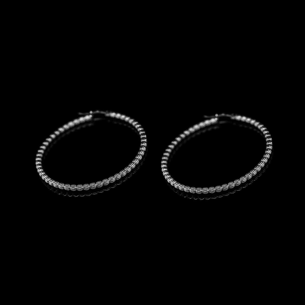 SILVER 925 BEADED HOOP EARRINGS.