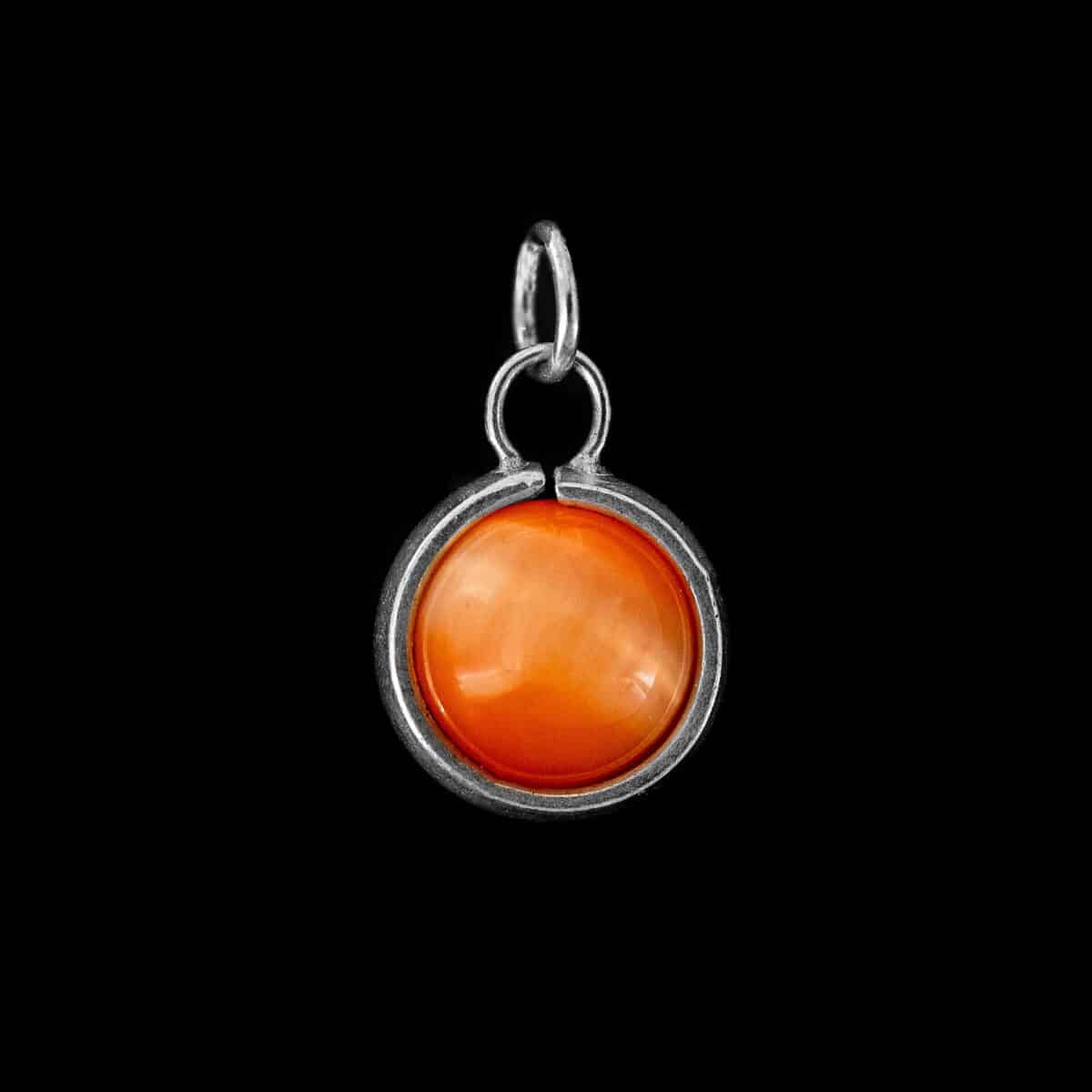 SILVER 925 PENDANT ORANGE DRAGON VEIN AGATE STONE