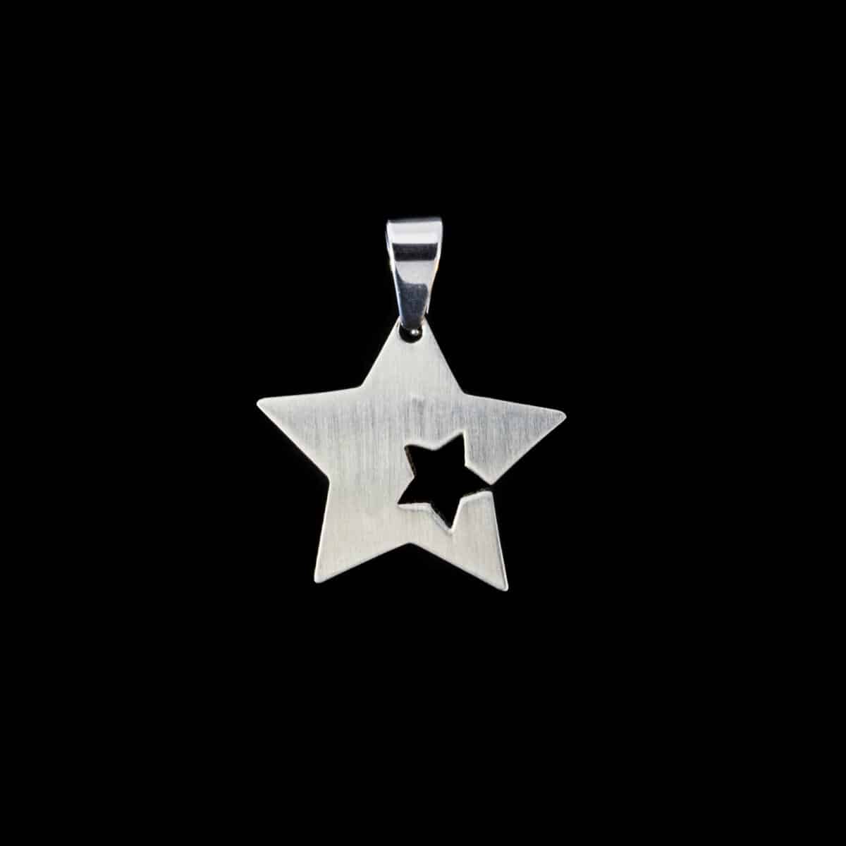 PENDANT SS STAR W/CUBIC ZIRCON