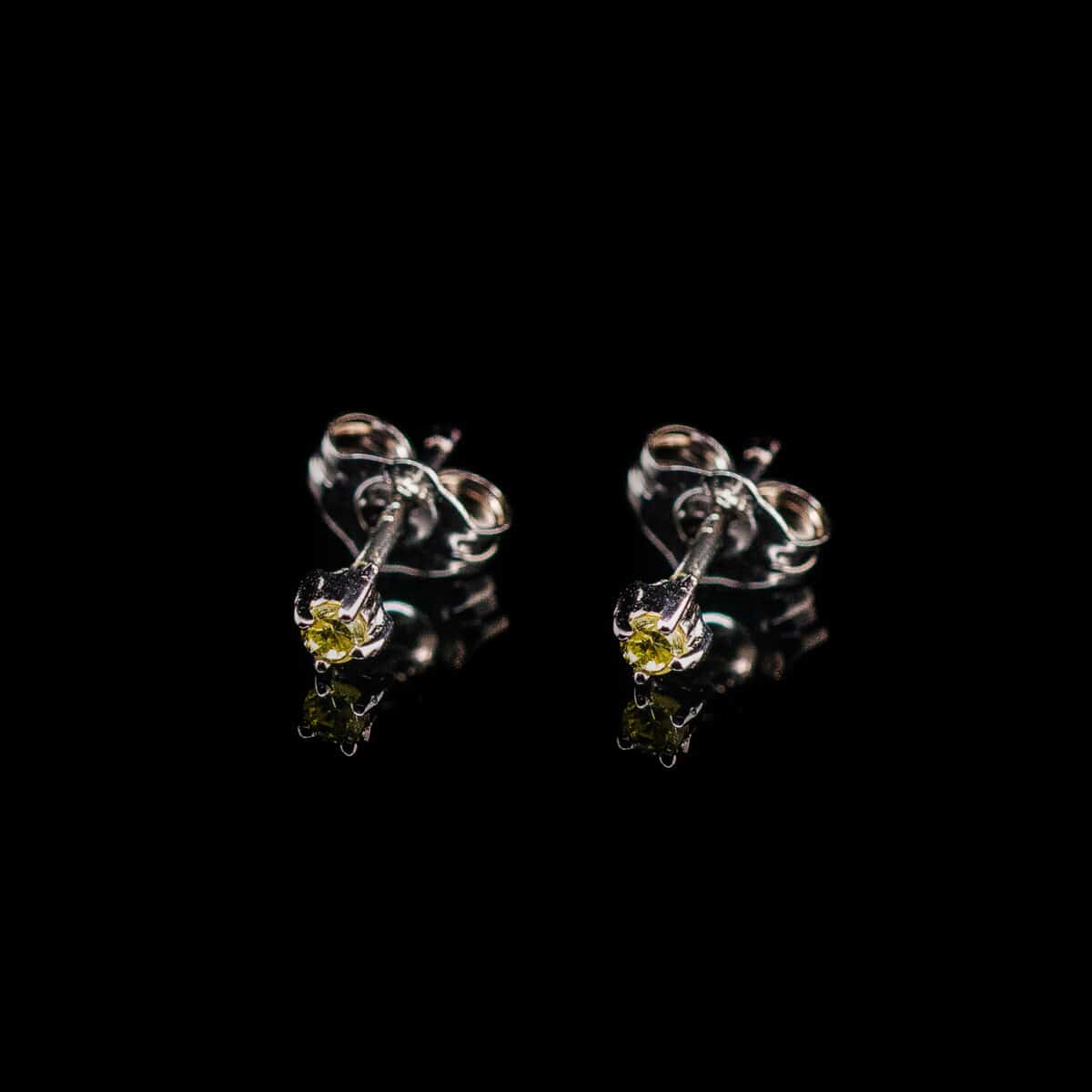 SILVER 925 STUD EARRINGS WITH YELLOW ZIRCON