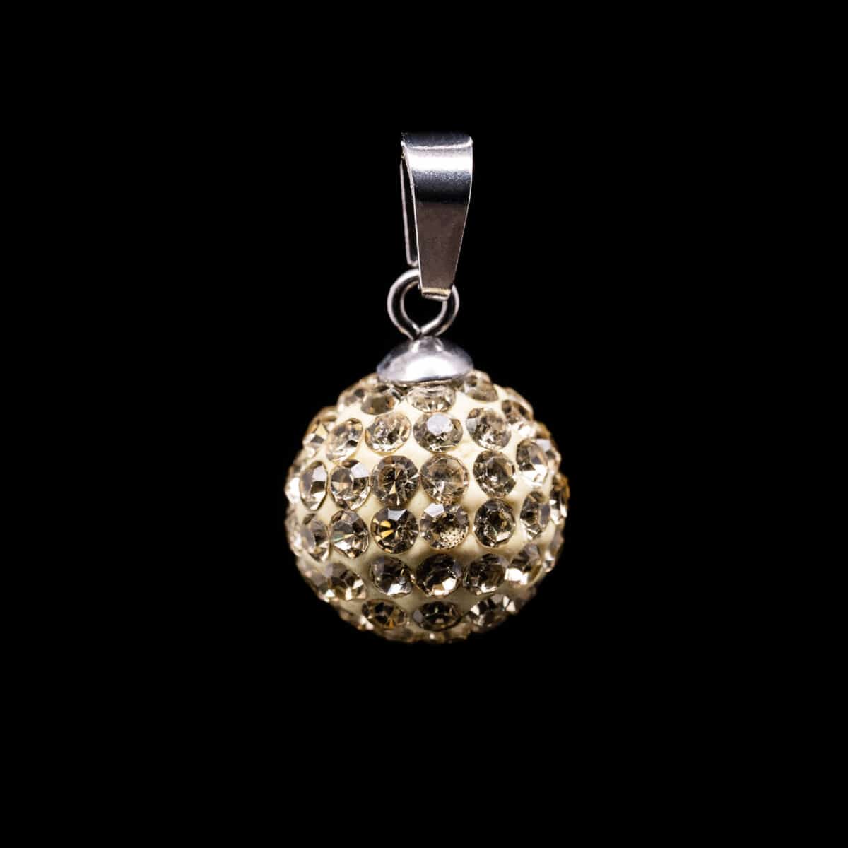 CRYSTAL PAVE D/BALL PENDANT SS W/CUBIC ZIRCONIA