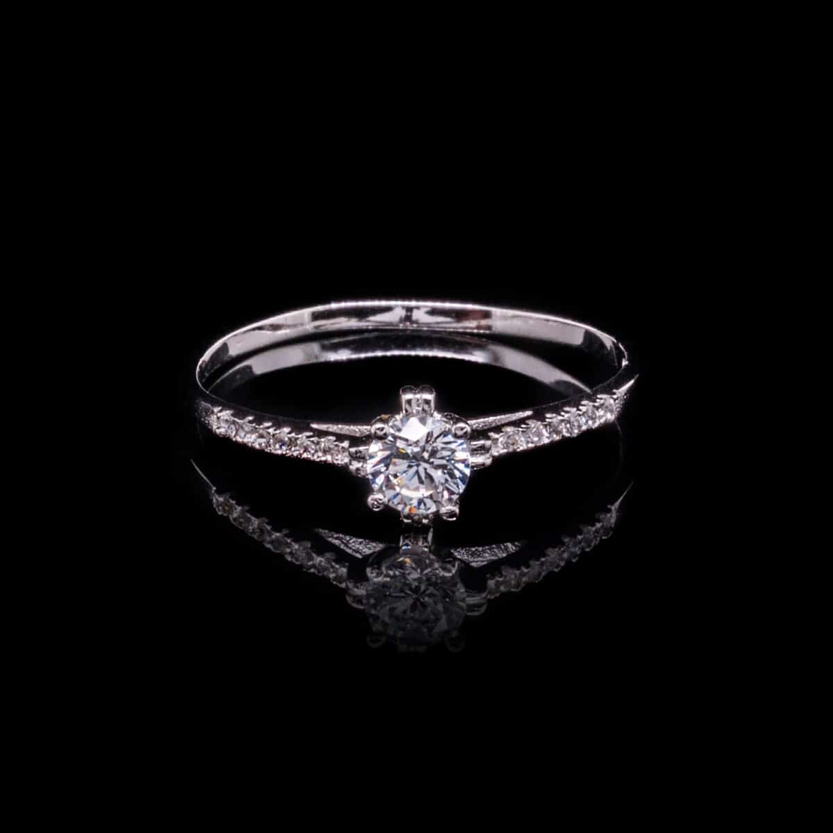 RING SLV925 RHOD PLTD CIRCLE W/WHITE CZ W/M