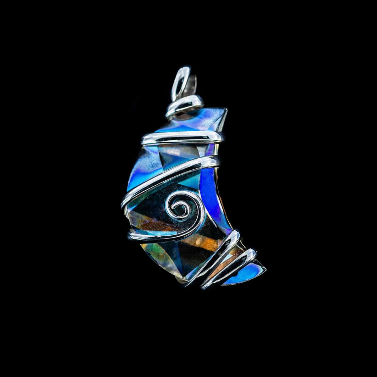 SILVER 925 CRYSTAL CRESCENT MOON PENDANT
