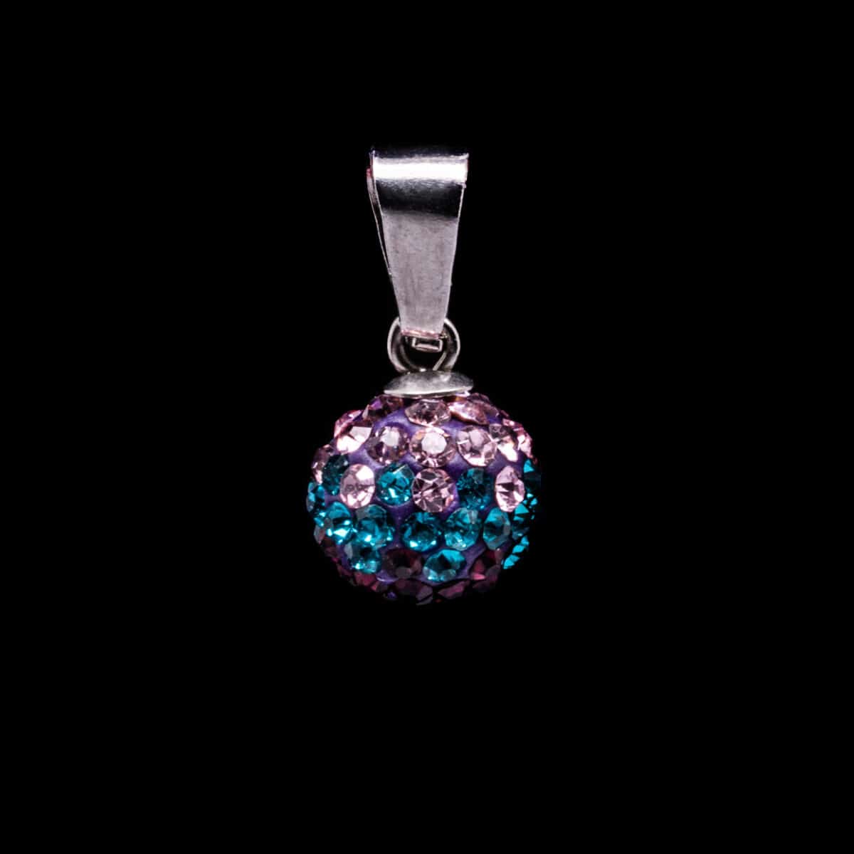 CRYSTAL PAVE D/BALL PENDANT SS W/CUBIC ZIRCONIA