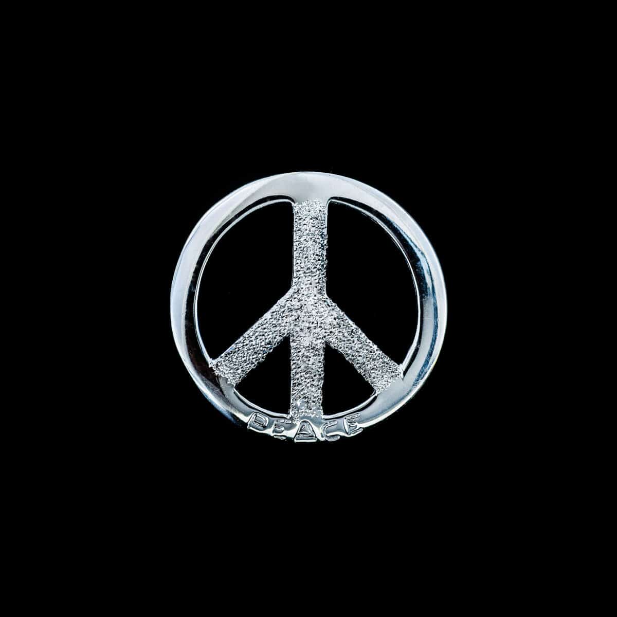 SILVER 925 RHINESTONE-STUDDED PEACE SIGN PENDANT