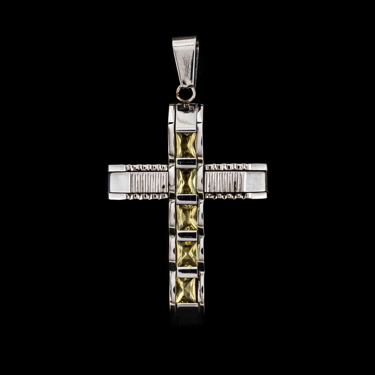 PENDANT SS CROSS W/CUBIC ZIRCON