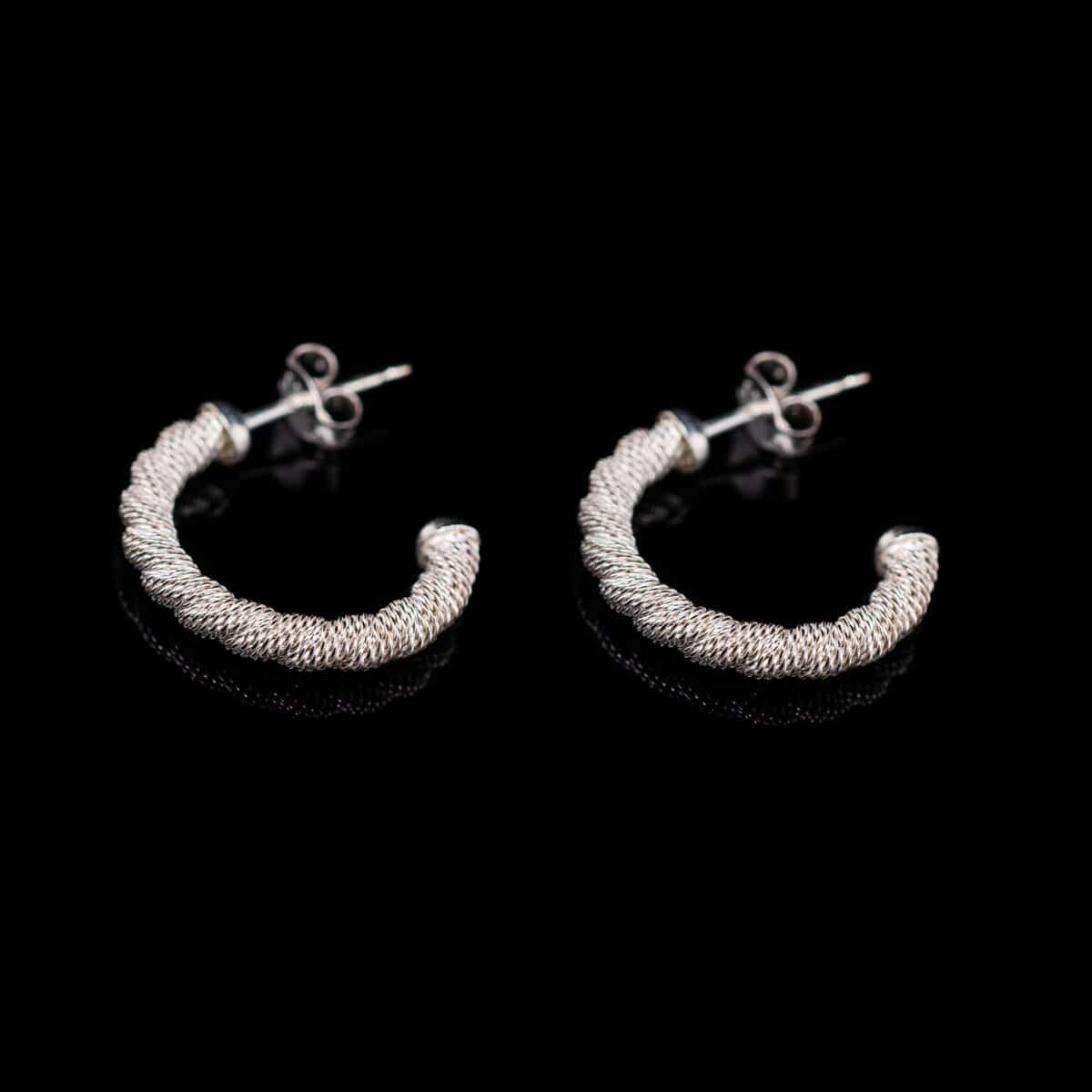SILVER 925 HOOP EARRINGS WITH A MESH DESIGN