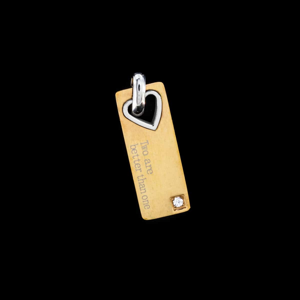 PENDANT SS "HIS AND HERS"Â W/CUBIC ZIRCONIA