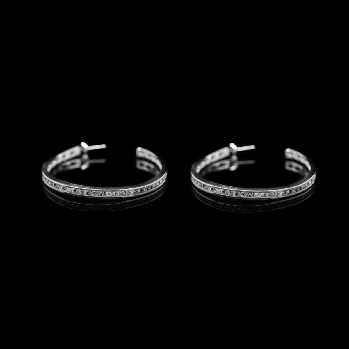 SILVER 925 CUBIC ZIRCONIA HOOP EARRINGS