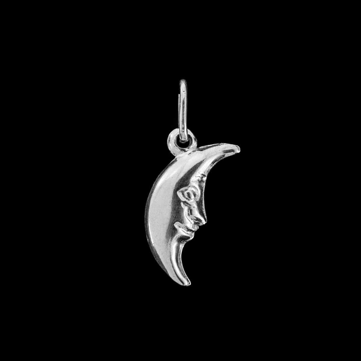 SILVER 925 HALF MOON WITH FACE PENDANT